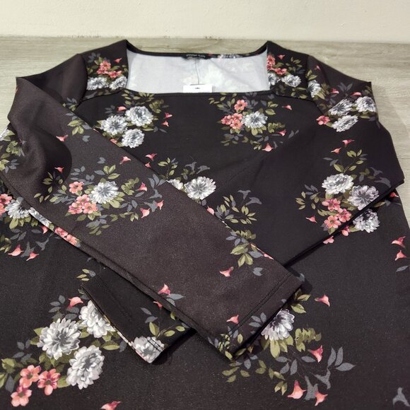 Violets & Roses Floral Square Neck Long Sleeve Blouse New With Tags Women's M - Picture 10 of 14